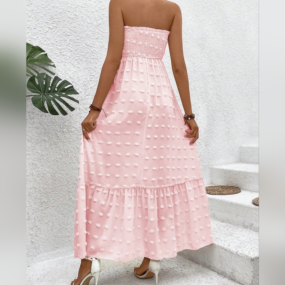 Summer Fashionable 3d Polka Dot Long Bandeau Maxi Dress - Picture 3 of 6
